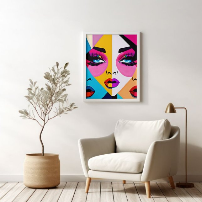 Colourful Beautiful Abstract Women Face Pop Art Poster (Creator Uploaded)