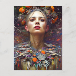 Colourful Beautiful AI Generated Woman Postcard