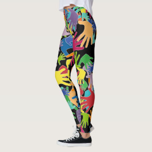 Colourful beautiful cartoon hands all over leggings