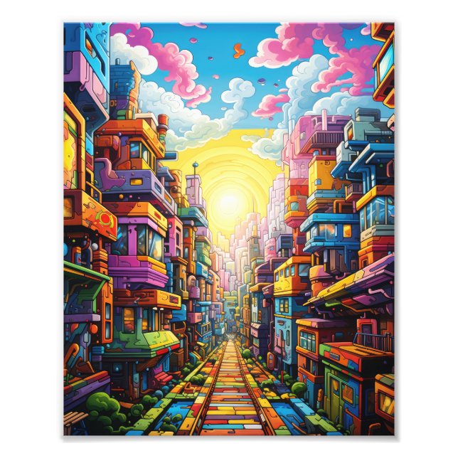 Colourful Beautiful City Photo Print (Front)