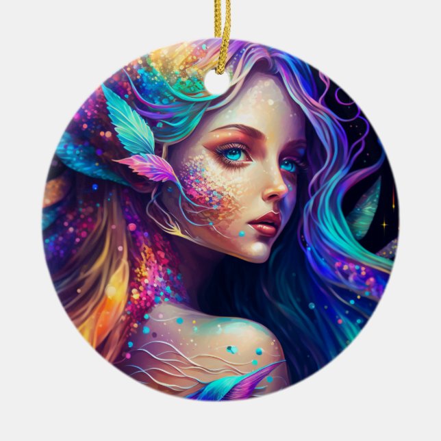 Colourful Beautiful Fairy Ceramic Tree Decoration (Front)