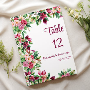 Colourful beautiful flower bouquet Table Numbers 