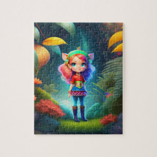 Colourful Beautiful Little Cute Elf Girl Jigsaw Puzzle
