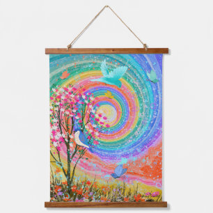 Colourful Beautiful Rainbow Wildflowers  Hanging Tapestry