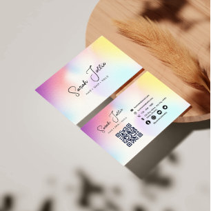 Colourful Beauty Salon Scannable QR Code Business Card
