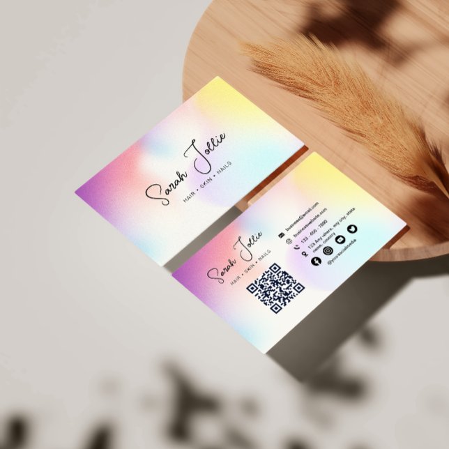 Colourful Beauty Salon Scannable QR Code Business Card (Creator Uploaded)