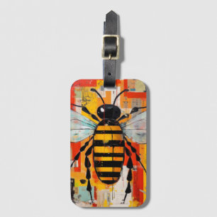 Colourful Bee Art Print Honeybee Wall Luggage Tag