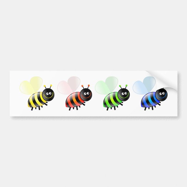 Colourful Bees Bumper Sticker (Front)