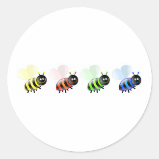 Colourful Bees Classic Round Sticker