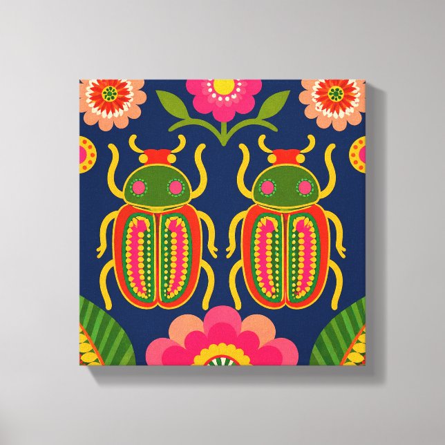 Colourful Beetle Wall Art Canvas Print – Symmetric (Front)