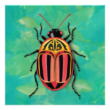 Colourful beetle with red, black, and yellow strip