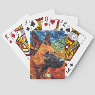 Colourful Belgian Malinois Dog Portrait Playing Cards