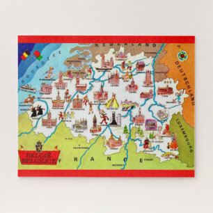 Colourful Belgium Illustrated Map  Jigsaw Puzzle