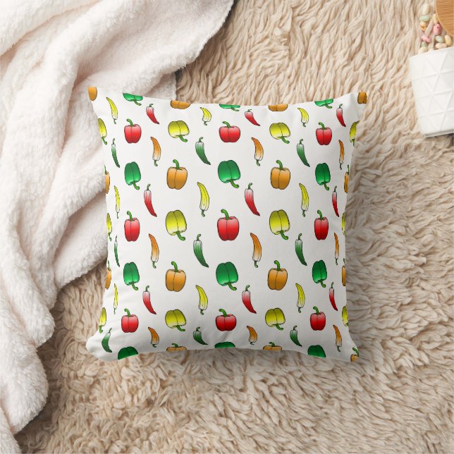 Colourful Bell Peppers and Sweet Long Peppers Cushion (Blanket)