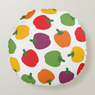 Colourful Bell Peppers Round Cushion