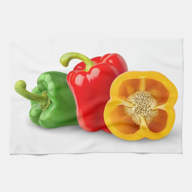 Colourful bell peppers tea towel (Horizontal)