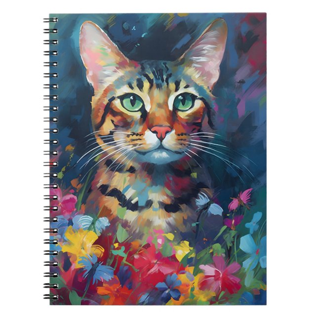 Colourful Bengal cat Notebook (Front)