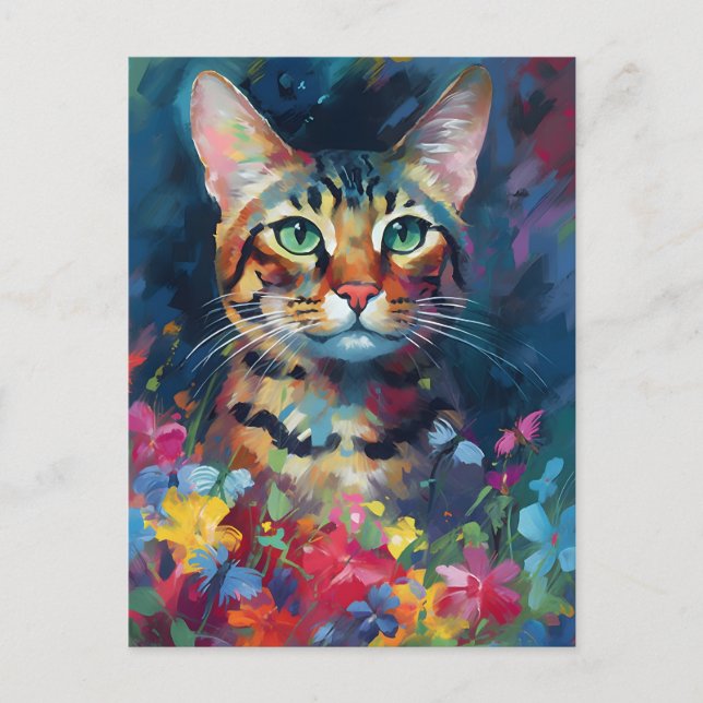 Colourful Bengal cat Postcard (Front)