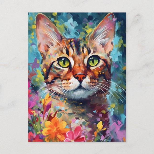 Colourful Bengal cat Postcard (Front)