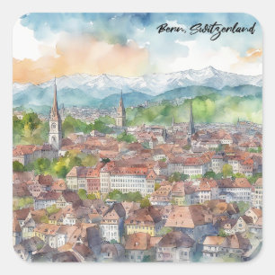 Colourful Bern Switzerland Europe Swiss Square Sticker