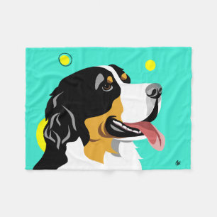 Colourful Bernese Mountain Dog Fleece Blanket