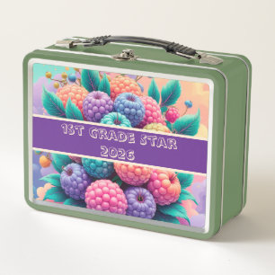 Colourful berries 1st grade star 2025 metal lunch box