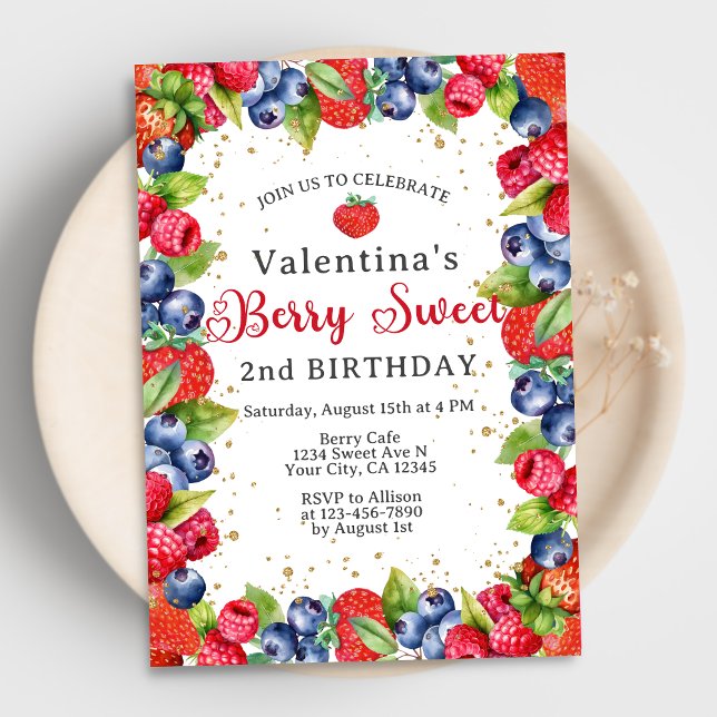 Colourful Berries Girls Berry Sweet Summer Birthda Invitation (Creator Uploaded)