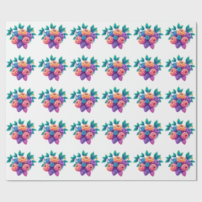 Colourful berries wrapping paper (Flat)