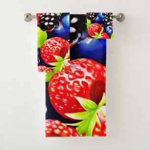 Colourful Berry Medley Design Bath Towel Set