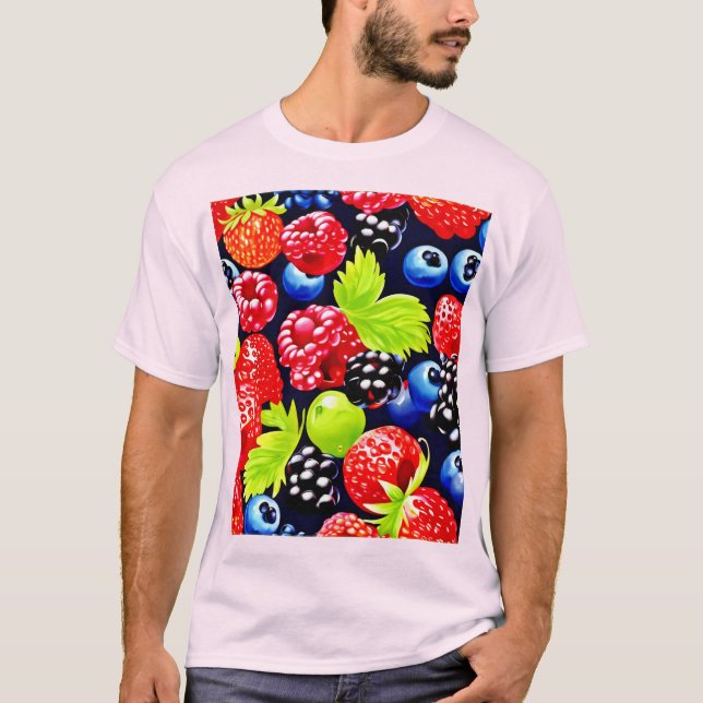 Colourful Berry Medley Design T-Shirt (Front)