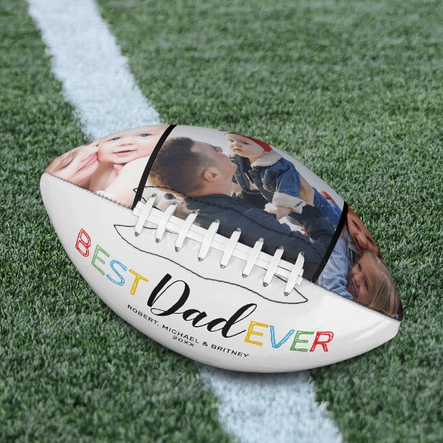 Colourful Best Dad Ever Photo Collage Football (Creator Uploaded)