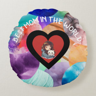 Colourful Best Mum In The World Throw Pillow