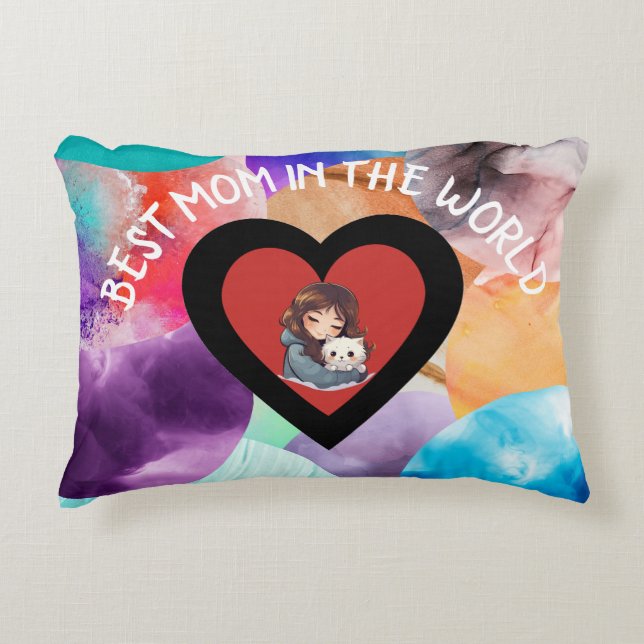 Colourful Best Mum In The World Throw Pillow (Front)