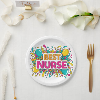 Colourful Best Nurse Party Plates