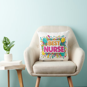 Colourful Best Nurse Throw Pillow
