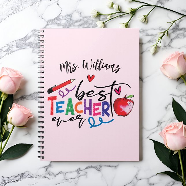Colourful Best Teacher Ever Typography  Notebook (Creator Uploaded)