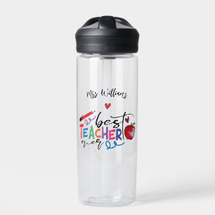 Colourful Best Teacher Ever Typography Water Bottle