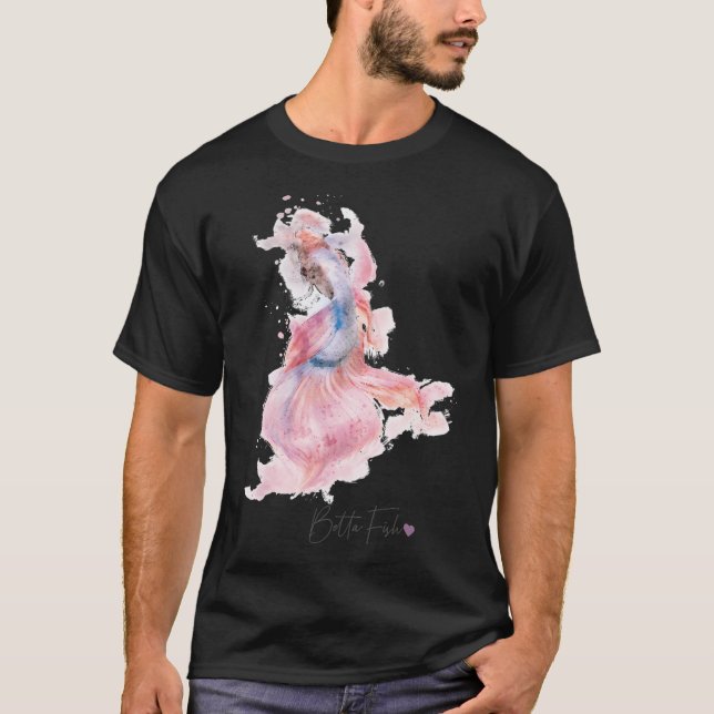 Colourful Betta Fish Watercolor Effect with text T-Shirt (Front)