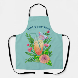 Colourful Beverages, Butterfly and Flowers  Apron