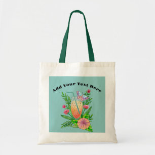 Colourful Beverages, Butterfly and Flowers Tote B Bag