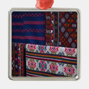 Colourful Bhutan Textiles Metal Tree Decoration