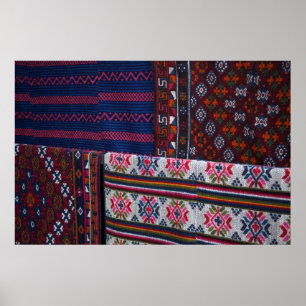 Colourful Bhutan Textiles Poster