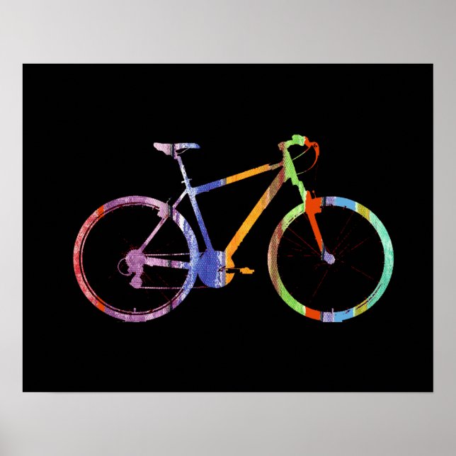 colourful bicycle on black poster (Front)