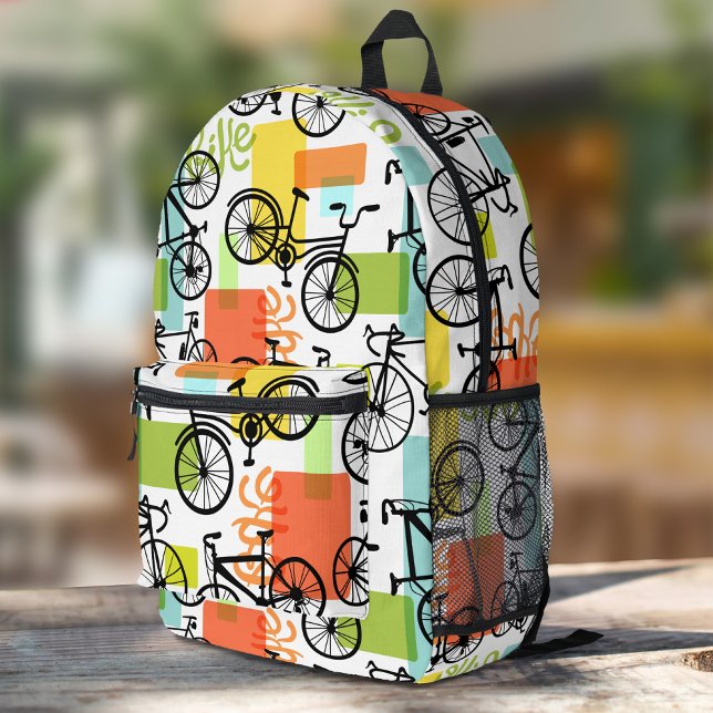 Colourful Bicycle Pattern Abstract Geometric Printed Backpack (Creator Uploaded)
