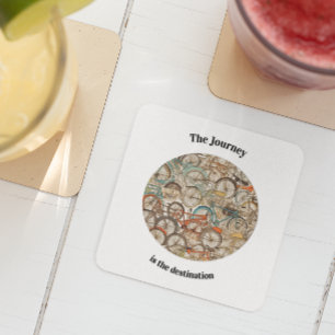 Colourful Bicycle Pattern customisable Glass Coaster