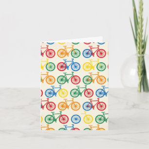 Colourful Bicycle Pattern Nordic Design Cushion Note Card