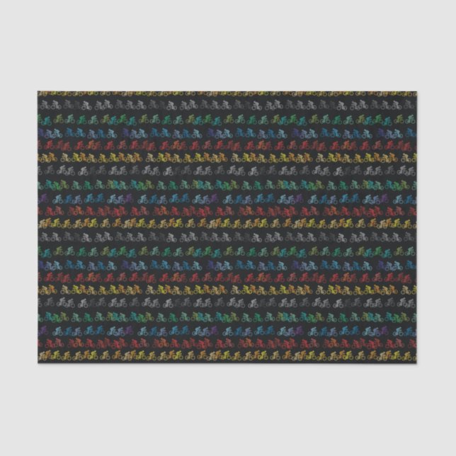 Colourful Bicycle Pattern on Black Tissue Paper (Front)