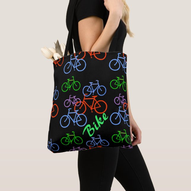 Colourful Bicycle Pattern Tote Bag (Close Up)