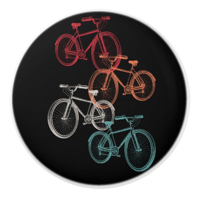 Colourful bicycles ceramic knob (Front)