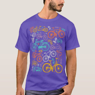 Colourful Bicycles Illustration Bike Lover Cycling T-Shirt